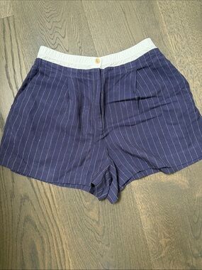 Sandro Navy Pinstripe Women's Shorts with White Waistband